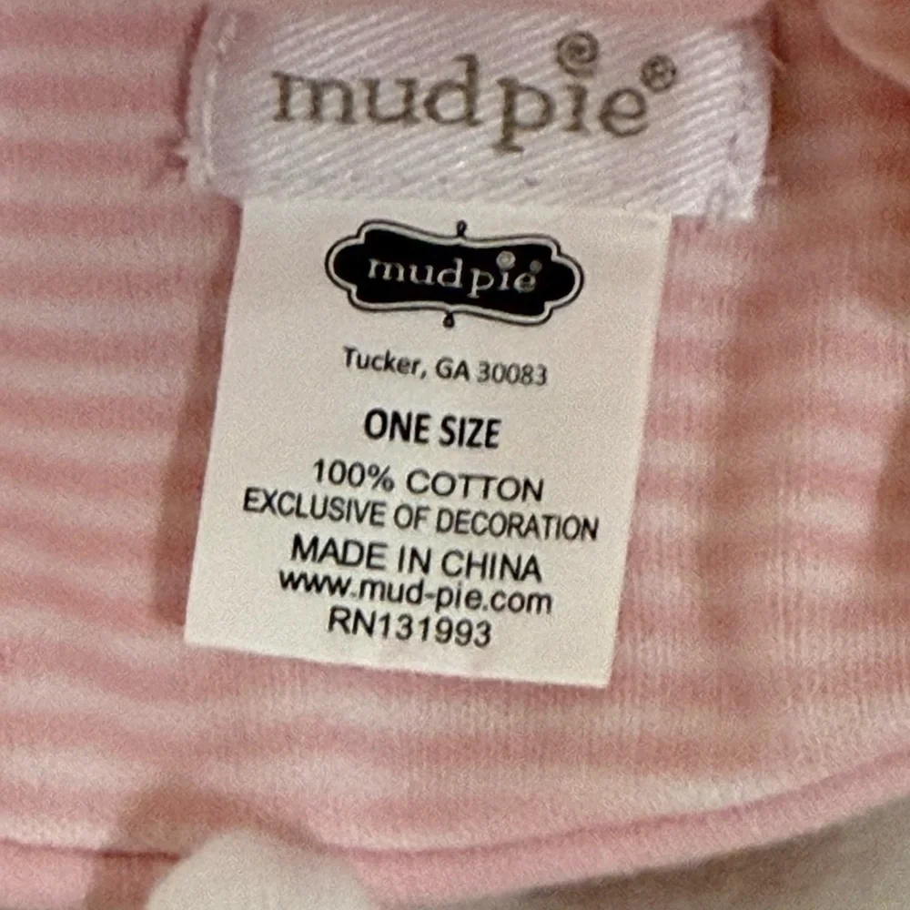 Mud Pie Pink and White Baby Hat Set Newborn set of 4 one other brand